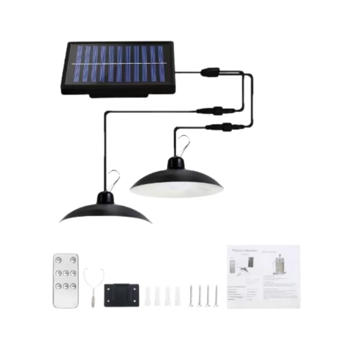 Lámpara Soquete Solar Doble 30W Luz Fría con Control Remoto y Cable de 3 m IP44